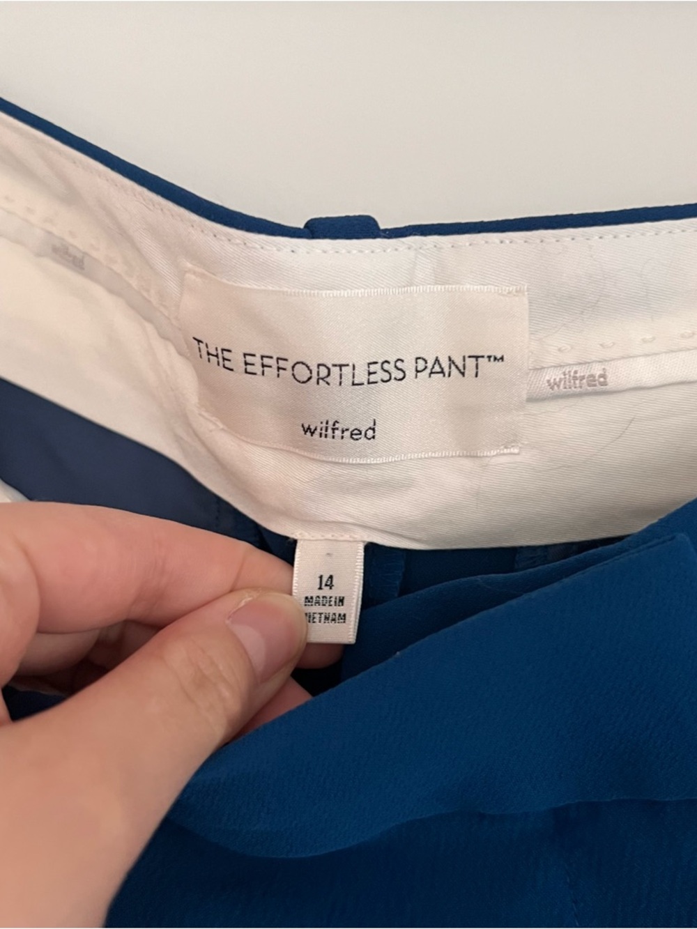Aritzia Wilfred Effortless Pants Blue High Rise Wide Leg Size 14 - Picture 2 of 4